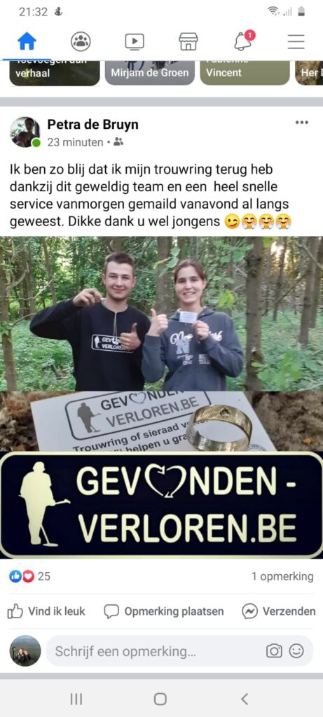Trouwring verloren in het bos tijdens het voeren van de dieren.